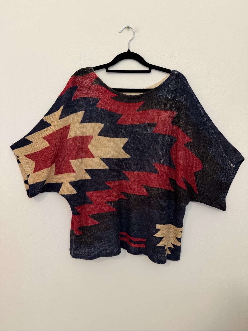 LRL Ralph Lauren Southwestern Aztec 100% Linen Blouse Sz M Western July 4th